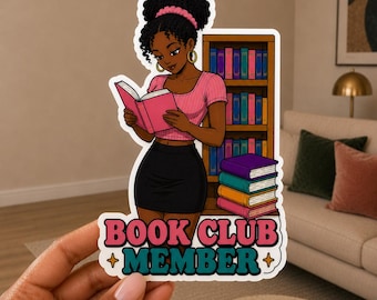 Book Club Mitglied African American Woman Black Girl 90s Retro Pop Art Wasserdichter 12,7 cm großer gestanzter Vinyl-Aufkleber