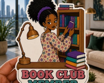 Book Club Mitglied African American Girl Black Girl 90s Retro Pop Art Wasserdichter 12,7 cm großer gestanzter Vinyl-Aufkleber