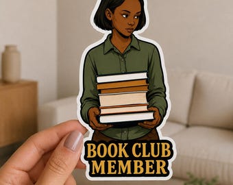 Book Club Mitglied Schwarzes Mädchen 90er Jahre Retro Pop Art Illustration Vinyl Aufkleber Wasserdicht 5 "große gestanzte Vinyl Aufkleber Aufkleber