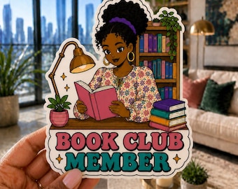 Book Club Mitglied African American Girl Black Girl 90er Jahre Retro Pop Art Wasserdicht 3 "Die-Cut Vinyl Aufkleber