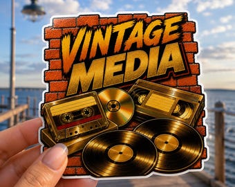 VINTAGE MEDIA Retro Laptop Notebook Waterbottle 4" Die-Cut Vinyl Sticker Decal