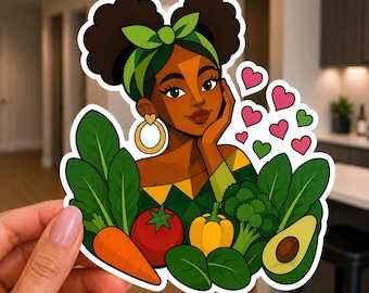 Schwarzes Mädchen Schwarze Frau Vegan Vegetarisch Kubismus Kunst Aufkleber - Laptop Notebook Wasserflasche 5 "große Größe Gestanzte Vinyl-Aufkleber