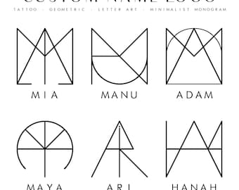 Custom Name Logo, Name Logo for Tattoo, Letter Tattoo, Monogram Logo, Tiktok Name Logo, Geometric Logo, Name Art Design, TikTok Name Icon