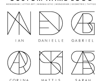 Custom Name Logo Design, Personalized TikTok Tattoo Art, Modern Minimalist Geometric Monogram Initials Logo, SVG PNG PDF Files