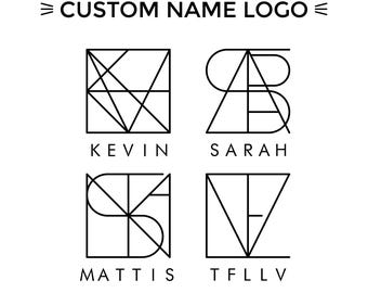 Custom Name Logo, Monogram Design, Word Letter Tattoo, Modern Geometric, Minimalist Wordmark, Personalized Initial Logo Art