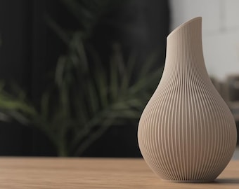 Japanese Ribbed Vase | Minimalist Sculptural Deco