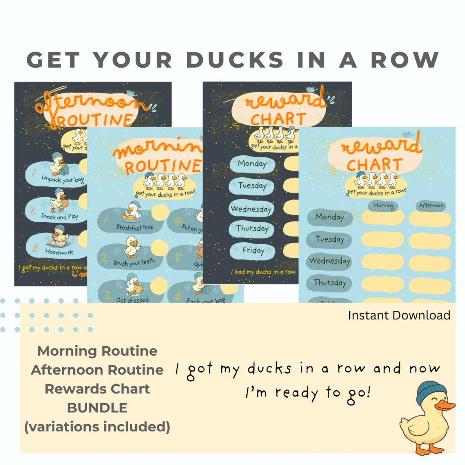 Get Your Ducks in a Row Routine Charts \ Kids Visual Schedule + Reward ...