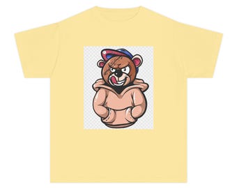 Sudadera con capucha con ilustración de oso de peluche enojado para jóvenes / Lindo gráfico de oso de dibujos animados