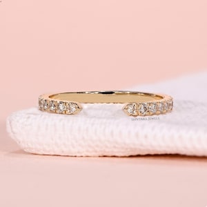 Open Wedding Band Stackable Ring 14K Gold Lab Diamond Matching Ring Gift for Girlfriend