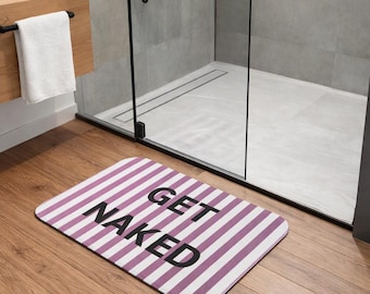 Memory foam Bath Mat - GET NAKED Bath Mat - Funny Bathroom Rug - Cherry Decor - Lustige Badematte