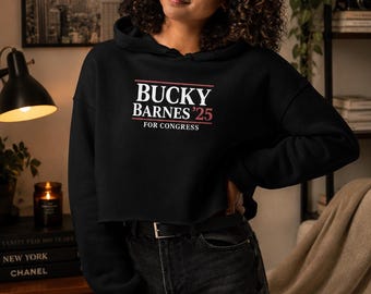 Bucky Barnes ’25 For Congress Women’s Cropped Hoodie | Vintage Fandom Sweatshirt