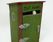 OUT HOUSE quot quot -my dad 39 s, vintage 1970 hand carved whimsical figure, signed