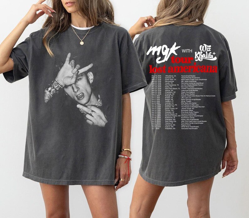 MGK Lost Americana Tour 2026 T-Shirt, doppelseitiges Rap-Rock-Konzert-Shirt, Geschenk für Machine Gun Kelly-Fans Bild 1