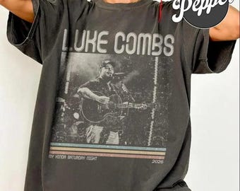 T-shirt di Luke Combs, streetwear country vintage, regalo musicale retrò, maglietta del concerto del tour 2026