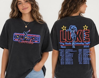 Maglietta del tour di Luke Combs, "My Kinda Saturday Night Tee", abbigliamento per concerti 2026, regalo per gli appassionati di musica country.