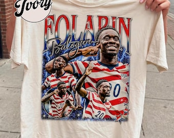 Maglietta in stile rap bootleg di Folarin Balogun, regalo per tifosi di calcio USA, maglietta per i Mondiali