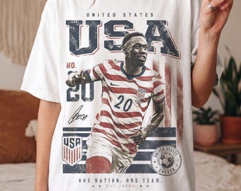 Maglietta Folarin Balogun USA Soccer Fan, stile vintage anni '90, maglietta da football americano