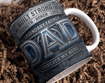 Legendary Dad Mug Wrap PNG, Sublimationsdesign im Industriestil (Digitaler Download)
