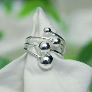 925 sterlingsilverring med bubbelboll, minimalistisk silverring med sfär, justerbar statementring, modern stapelring, present till henne