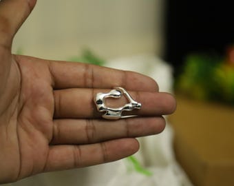 925 Sterling Silver Abstract Open Ring, Modern Sculptural Ring, Minimalist Statement Ring, Organic Shape Silver Ring, gift for her