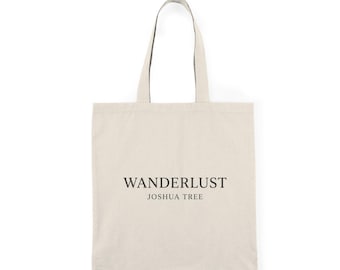Wanderlust-draagtas | Minimalistische canvas draagtas Joshua Tree | Esthetische tas woestijn