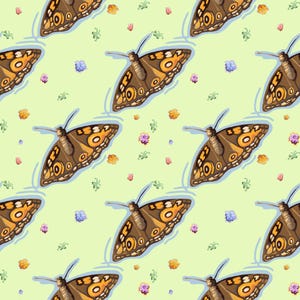 Butterfly Seamless Pattern PNG | Hand Drawn Digital Paper | Spring Floral Repeat | Surface Pattern Design | 3600x3600 300 DPI