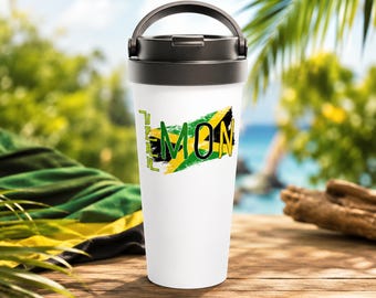Jamaican Flag Travel Mug, "Yeah Mon" Stainless Steel Tumbler