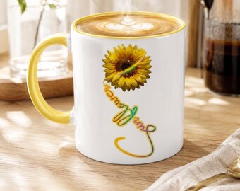 Sunflower Coffee Mug, Sunflower Tea Mug, Floral Coffee Cup, Sunflower Lover Gift, 11oz Ceramic Mug, Gift for Her