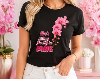 Pink Orchid T-Shirt for Women, Floral Graphic Tee, Orchid Lover Shirt, Botanical Flower T-Shirt, Pink Floral Tee, Garden Lover Gift