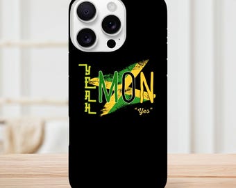Jamaican Flag "Yeah Mon" Phone Case for iPhone, Dual-Layer Protective Cover