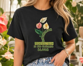 Anthurium T-Shirt for Women, Flower Lover Shirt, Floral Graphic Tee, Gift for Her, for Mom Aunt Girl Boss BFF