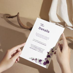 Lavender, Purple and Ivory Wedding Template Bundle | Editable Wedding Invitations & Stationery | No Background | Canva Free (WED11)