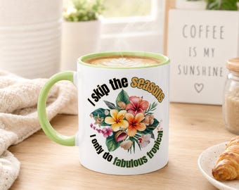 Tazza da caffè tropicale, tazza da tè con fiori, tazza in ceramica floreale, regalo tropicale per lei, tazza da 325 ml per mamma, zia, ragazza, capo