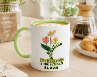 Anthurium Coffee Mug, Flower Lover Tea Mug, Floral 11oz  Ceramic Mug, Gift for Her