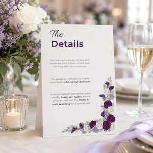 Lavender Purple Ivory Wedding Suite Template Bundle, Editable Invite RSVP Details Menu Table Number and Welcome Sign Template for Bride