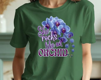 She Rocks Like an Orchid | Digital Download PNG | POD-Ready Printable Design D4
