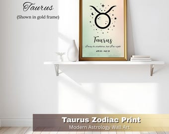 Taurus Zodiac Sign Print | Modern Astrology Wall Art (Instant Download)
