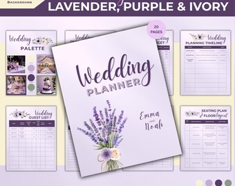 Editable Lavender Purple Ivory WeddingPlanner Template (Digital Download)