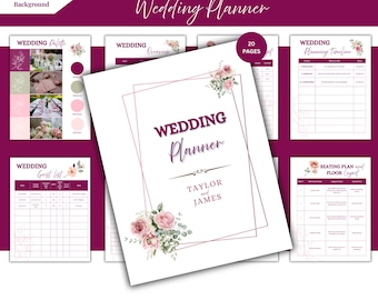 Blush Pink WeddingPlanner Template | Editable Canva, Digital Download