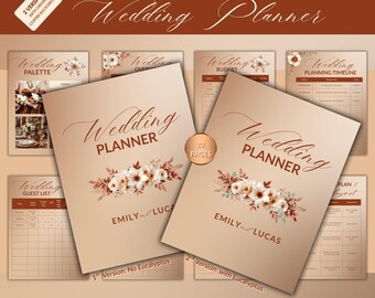 Copper Ivory Wedding Planner | 20-Page Editable Canva Template (Digital Download)