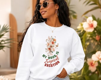 Tropical  Sweatshirt, Crewneck, Tropical Flower Sweatshirt, Pullover, Floral Beach Sweatshirt, Gift for her