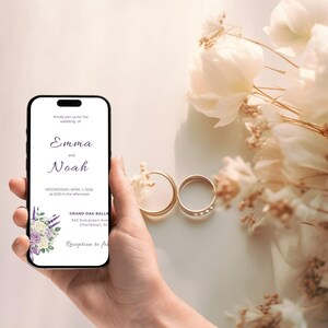 Lavender, Purple and Ivory Wedding Template Bundle | Editable Wedding Invitations & Stationery | No Background | Canva Free (WED11)
