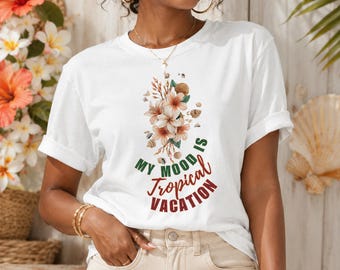 Maglietta tropicale, maglietta con fiori tropicali, maglietta con design floreale, regalo per lei mamma migliore amica ragazza capo