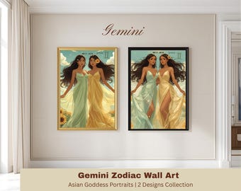 Printable Wall Art | Gemini Asian Goddess Zodiac Sign | 2 Designs Collection