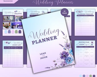 Light Blue Lavender WeddingPlanner | Editable Canva Template (Digital Download)