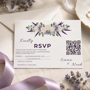 Lavender Purple Ivory Wedding Suite Template Bundle, Editable Invite RSVP Details Menu Table Number and Welcome Sign Template for Bride