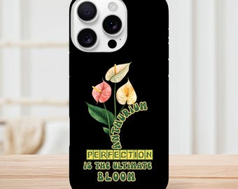 Anthurium Phone Case for iPhone 16, 15, 14, 13, 12, 11, XR, XS, X, Floral Phone Case, Flower Lover Gift, Tough Protective Case, Gift for Her