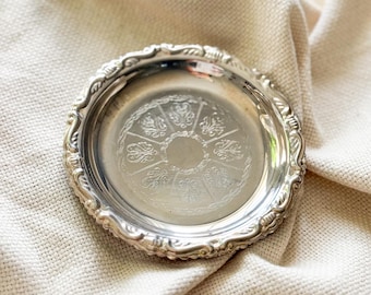 Vintage Italiaans verzilverde snuisterijschaal | Ronde opvangbak van 4 inch, asbak