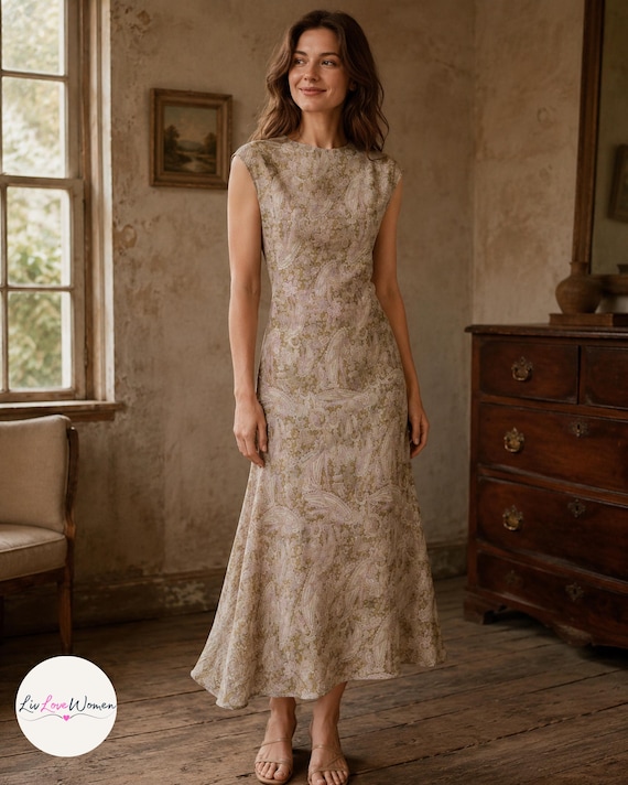paisley mulberry silk dress Mulberry Silk Paisley Maxi Dress Elegant Sleeveless Summer Dress