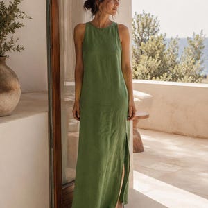 green and brown dress Daria Printed Maxi | Women's Clothing lending graceful movement to your every step The Gaia Dress in green,